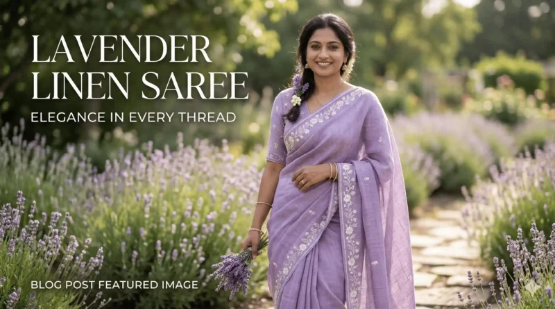 Lavender linen saree