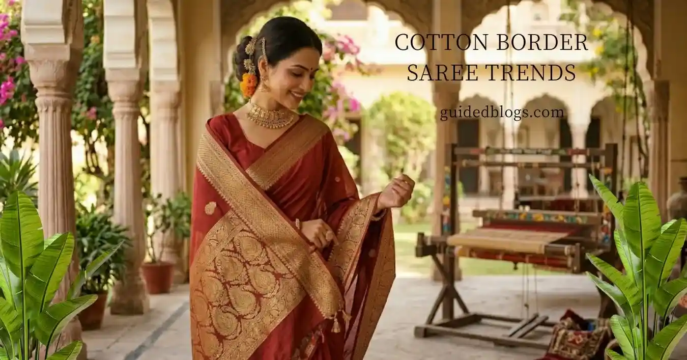 Cotton saree with zari border – classic handwoven style