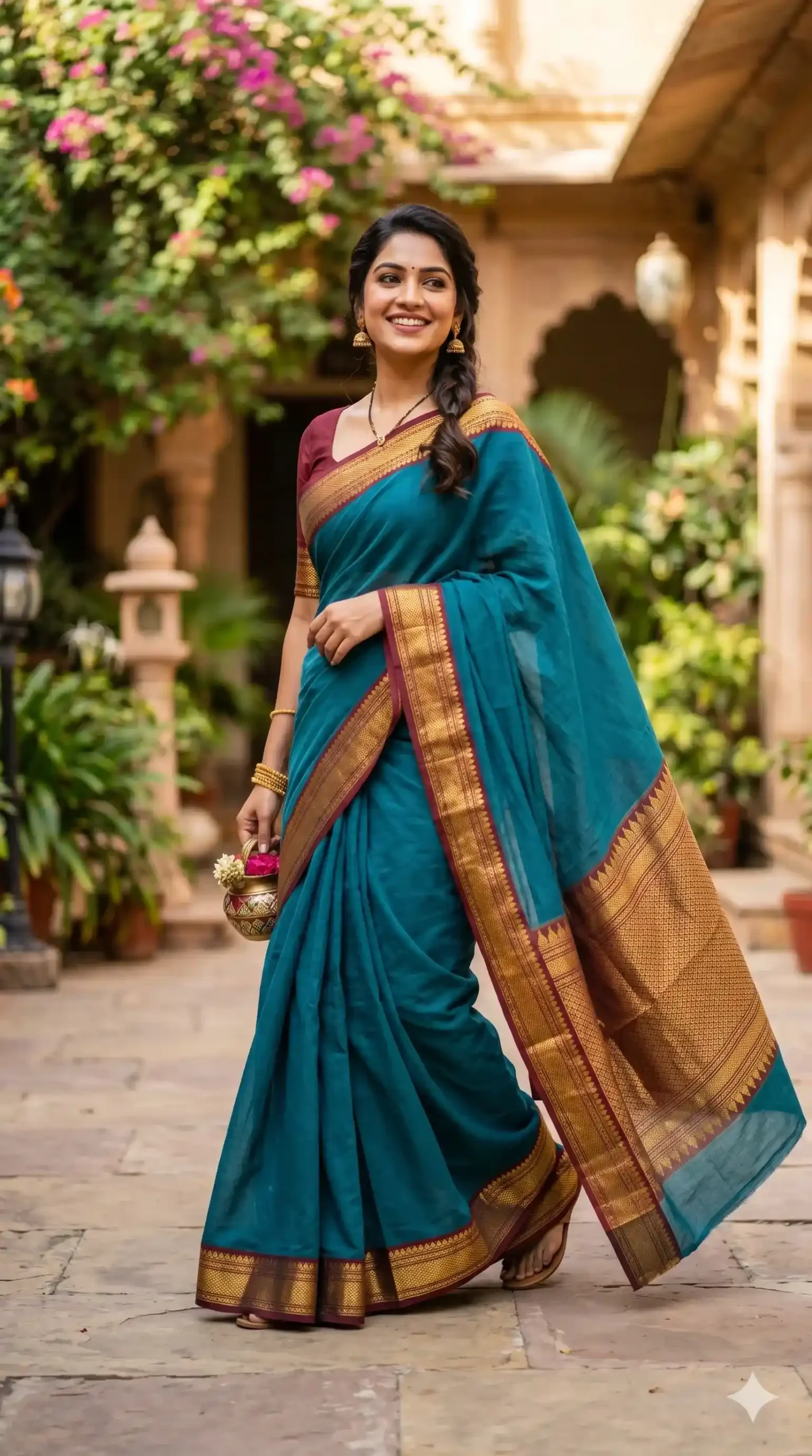 Plain cotton sarees with border